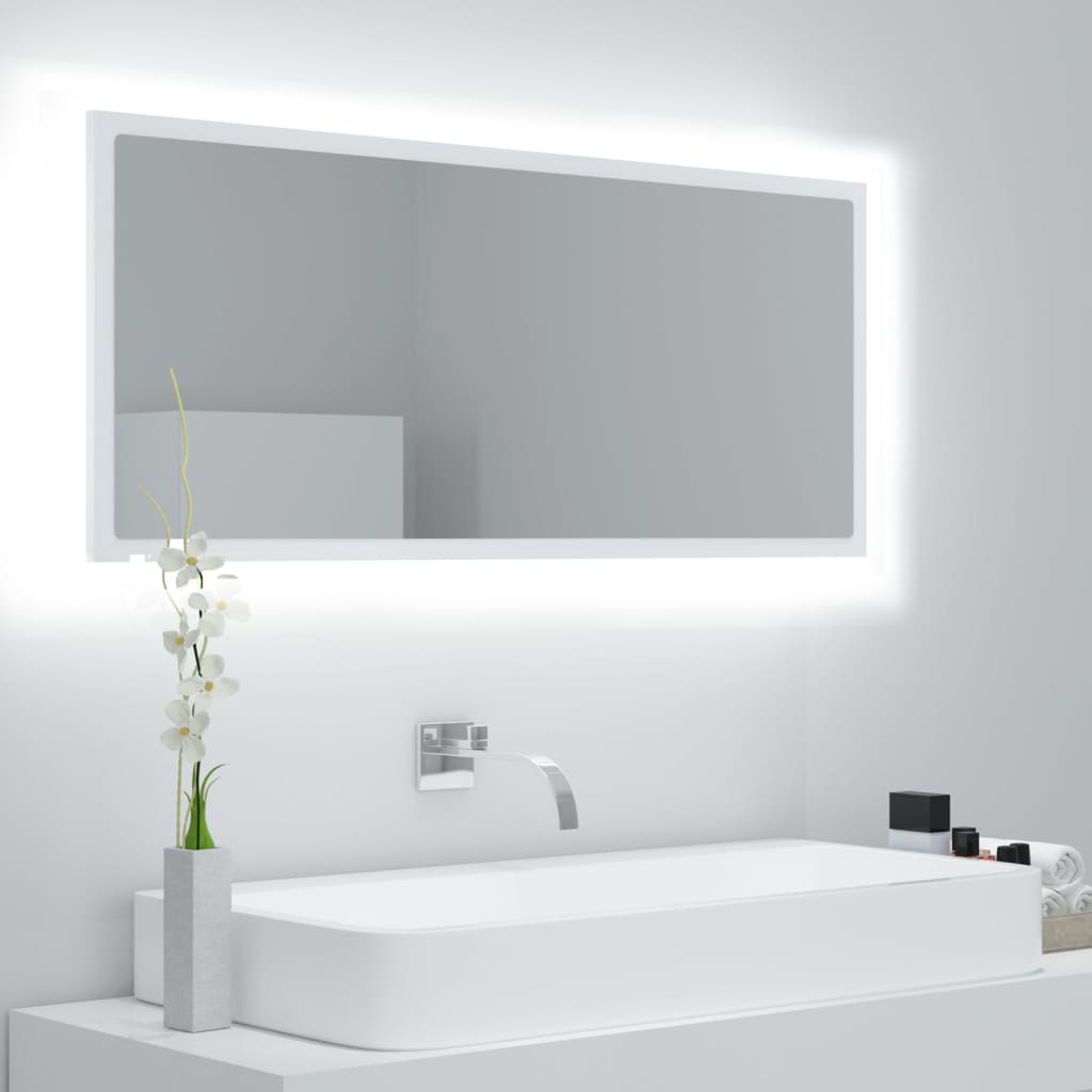 Valkoinen kylpyhuonepeili led Destiny 100x8,5x37cm (akryyli)
