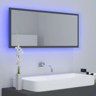 LED-kylpyhuonepeili harmaa 100x8,5x37 cm lastulevy