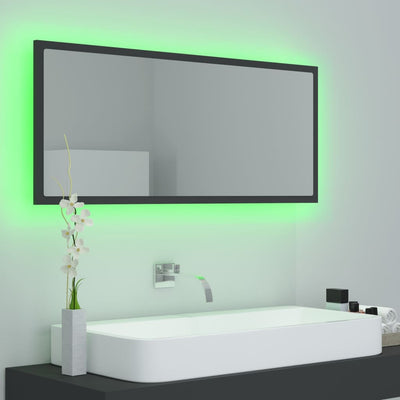 LED-kylpyhuonepeili harmaa 100x8,5x37 cm lastulevy
