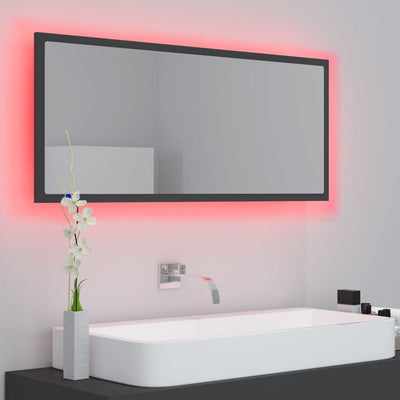 LED-kylpyhuonepeili harmaa 100x8,5x37 cm lastulevy