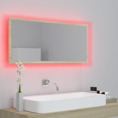 LED-kylpyhuonepeili Sonoma-tammi 100x8,5x37 cm akryyli