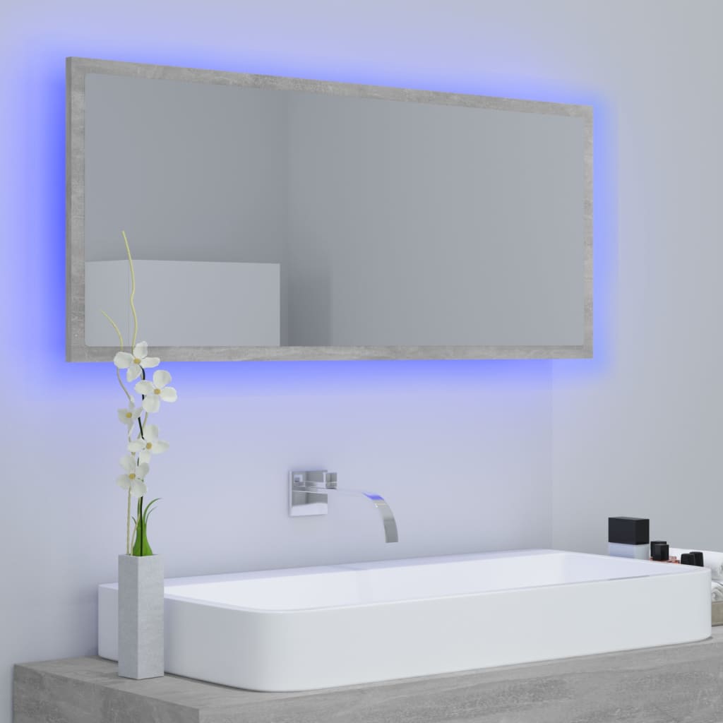 Betoninharmaa led-kylpyhuonepeili Destiny 100x8,5x37cm (akryyli)