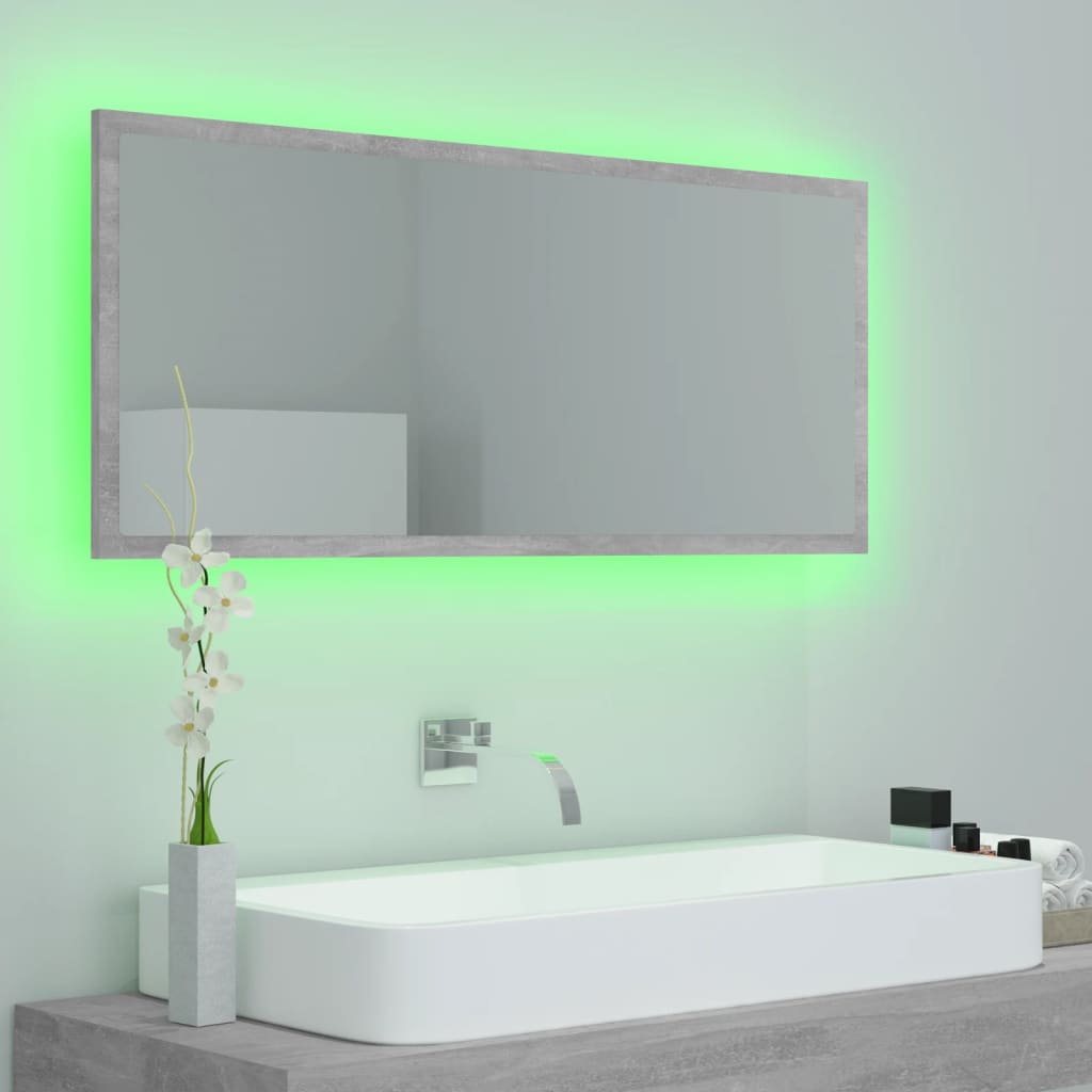 Betoninharmaa led-kylpyhuonepeili Destiny 100x8,5x37cm (akryyli)