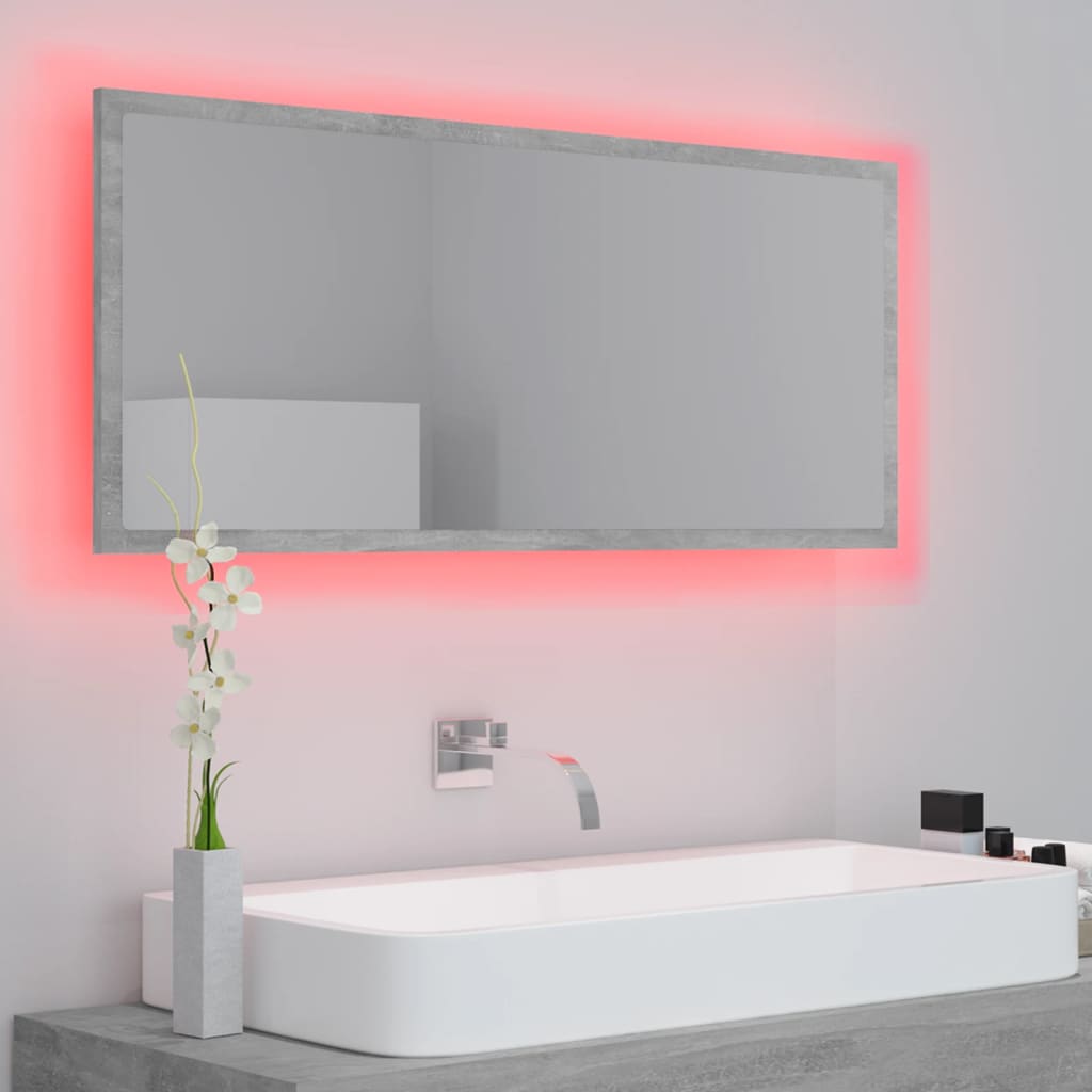 Betoninharmaa led-kylpyhuonepeili Destiny 100x8,5x37cm (akryyli)