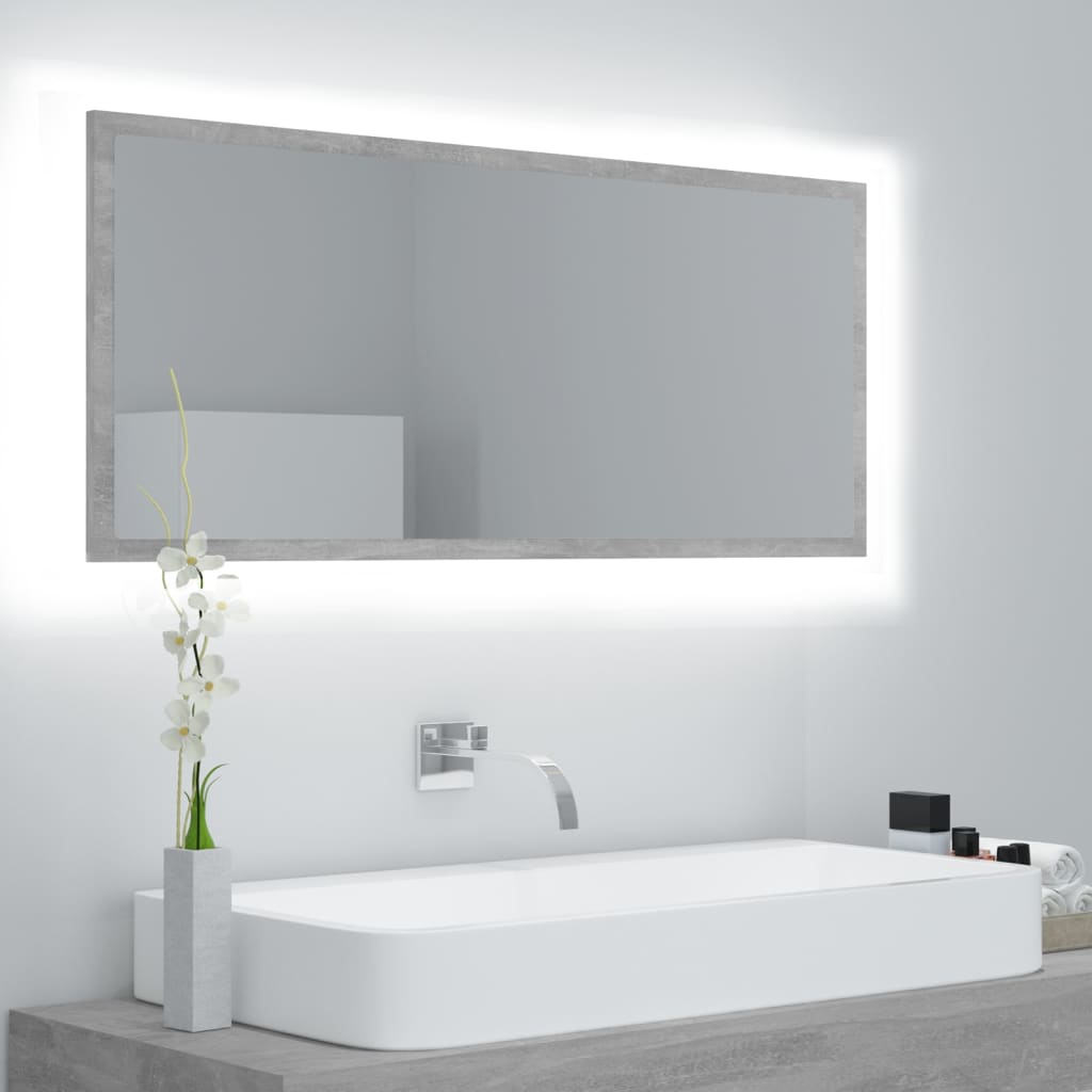 Betoninharmaa led-kylpyhuonepeili Destiny 100x8,5x37cm (akryyli)