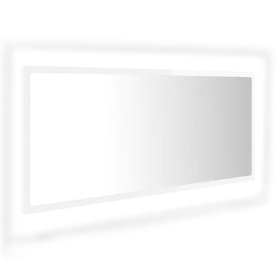 LED-kylpyhuonepeili korkeakiilto valk. 100x8,5x37 cm akryyli