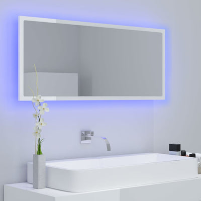 LED-kylpyhuonepeili korkeakiilto valk. 100x8,5x37 cm akryyli
