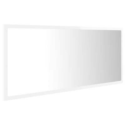 LED-kylpyhuonepeili korkeakiilto valk. 100x8,5x37 cm akryyli