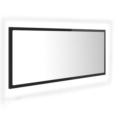 LED-kylpyhuonepeili korkeakiilto musta 100x8,5x37 cm akryyli