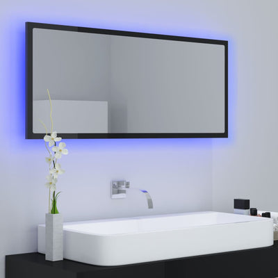 LED-kylpyhuonepeili korkeakiilto musta 100x8,5x37 cm akryyli