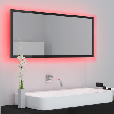 LED-kylpyhuonepeili korkeakiilto musta 100x8,5x37 cm akryyli