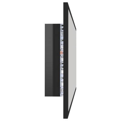 LED-kylpyhuonepeili korkeakiilto musta 100x8,5x37 cm akryyli