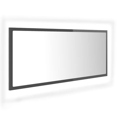 LED-kylpyhuonepeili korkeakiilto harmaa 100x8,5x37 cm akryyli