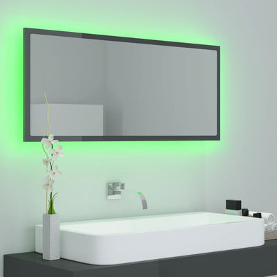 LED-kylpyhuonepeili korkeakiilto harmaa 100x8,5x37 cm akryyli