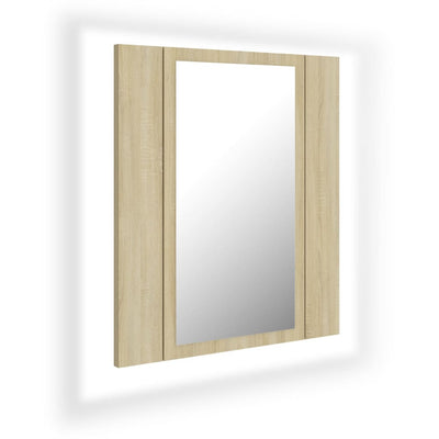 Kylpyhuoneen LED peilikaappi Sonoma tammi 40x12x45 cm akryyli