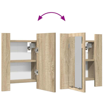 Sonoma tammi kylpyhuoneen led peilikaappi Leun 40x12x45cm (akryyli)