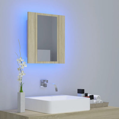 Kylpyhuoneen LED peilikaappi Sonoma tammi 40x12x45 cm akryyli
