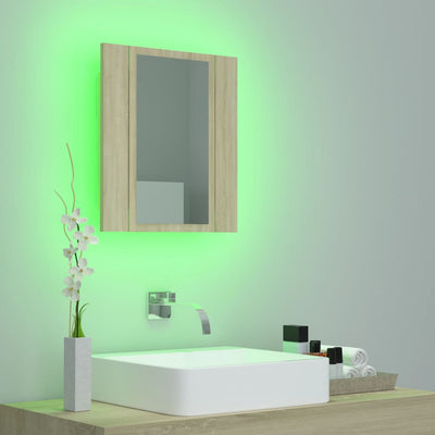 Kylpyhuoneen LED peilikaappi Sonoma tammi 40x12x45 cm akryyli
