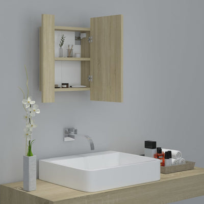 Kylpyhuoneen LED peilikaappi Sonoma tammi 40x12x45 cm akryyli