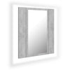 Kylpyhuoneen LED peilikaappi betoninharmaa 40x12x45 cm akryyli