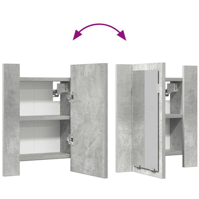 Betoninharmaa kylpyhuoneen led peilikaappi Leun 40x12x45cm (akryyli)