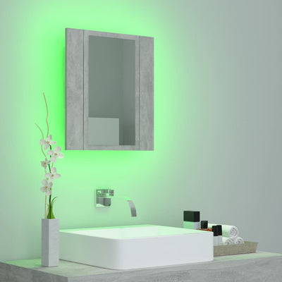 Kylpyhuoneen LED peilikaappi betoninharmaa 40x12x45 cm akryyli