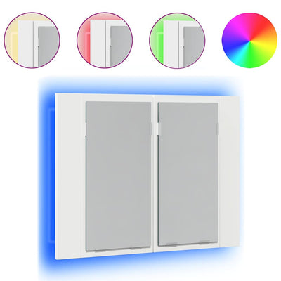 Valkoinen kylpyhuoneen led peilikaappi Cinoneva 60x12x45cm (akryyli)