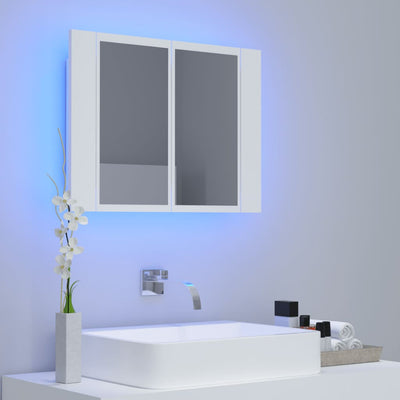 Kylpyhuoneen LED peilikaappi valkoinen 60x12x45 cm akryyli