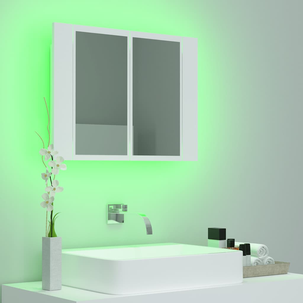 Valkoinen kylpyhuoneen led peilikaappi Cinoneva 60x12x45cm (akryyli)