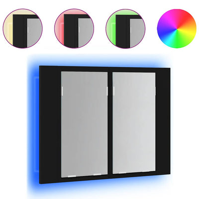 Musta kylpyhuoneen led peilikaappi Cinoneva 60x12x45cm (akryyli)