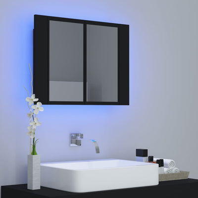 Kylpyhuoneen LED peilikaappi musta 60x12x45 cm akryyli