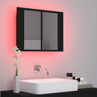 Kylpyhuoneen LED peilikaappi musta 60x12x45 cm akryyli