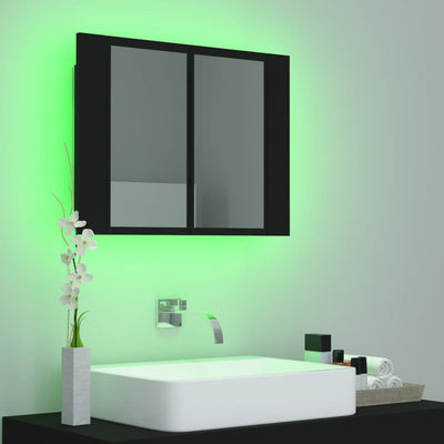 Kylpyhuoneen LED peilikaappi musta 60x12x45 cm akryyli