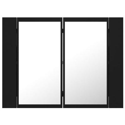 Kylpyhuoneen LED peilikaappi musta 60x12x45 cm akryyli