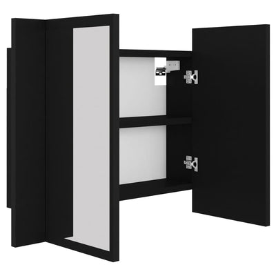 Kylpyhuoneen LED peilikaappi musta 60x12x45 cm akryyli