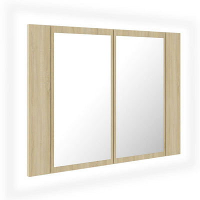 Kylpyhuoneen LED peilikaappi Sonoma-tammi 60x12x45 cm akryyli