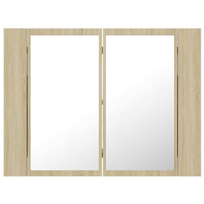 Kylpyhuoneen LED peilikaappi Sonoma-tammi 60x12x45 cm akryyli