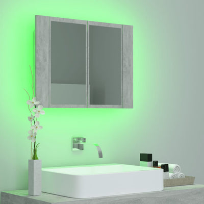 Kylpyhuoneen LED peilikaappi betoninharmaa 60x12x45 cm akryyli