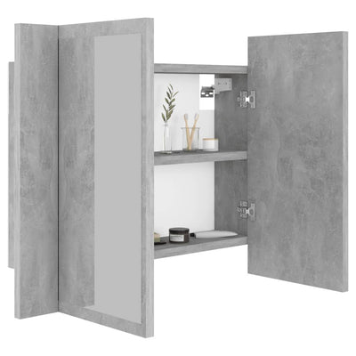 Kylpyhuoneen LED peilikaappi betoninharmaa 60x12x45 cm akryyli