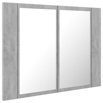 Kylpyhuoneen LED peilikaappi betoninharmaa 60x12x45 cm akryyli