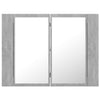 Kylpyhuoneen LED peilikaappi betoninharmaa 60x12x45 cm akryyli