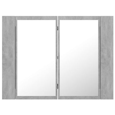 Kylpyhuoneen LED peilikaappi betoninharmaa 60x12x45 cm akryyli