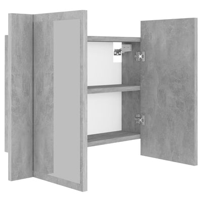 Kylpyhuoneen LED peilikaappi betoninharmaa 60x12x45 cm akryyli