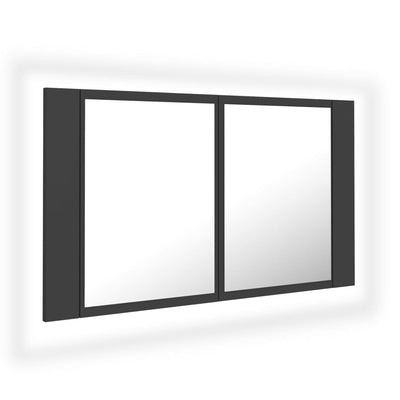 Kylpyhuoneen LED peilikaappi harmaa 80x12x45 cm akryyli