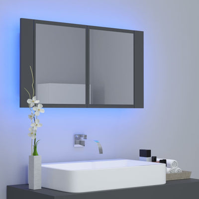 Kylpyhuoneen LED peilikaappi harmaa 80x12x45 cm akryyli