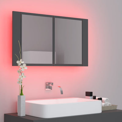 Kylpyhuoneen LED peilikaappi harmaa 80x12x45 cm akryyli
