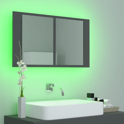 Kylpyhuoneen LED peilikaappi harmaa 80x12x45 cm akryyli