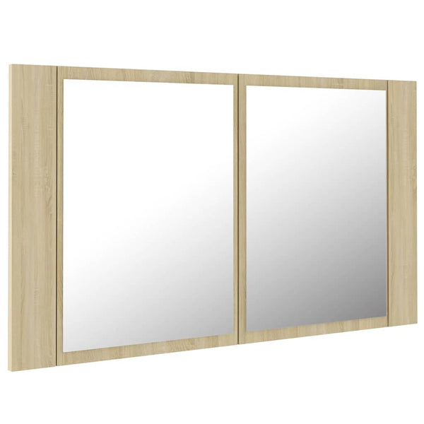 Kylpyhuoneen LED peilikaappi Sonoma-tammi 80x12x45 cm akryyli