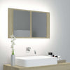 Kylpyhuoneen LED peilikaappi Sonoma-tammi 80x12x45 cm akryyli