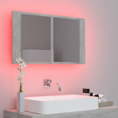 Kylpyhuoneen LED peilikaappi betoninharmaa 80x12x45 cm akryyli